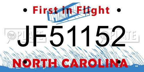 JF51152 North Carolina License Plate