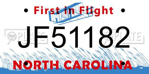 JF51182 North Carolina License Plate