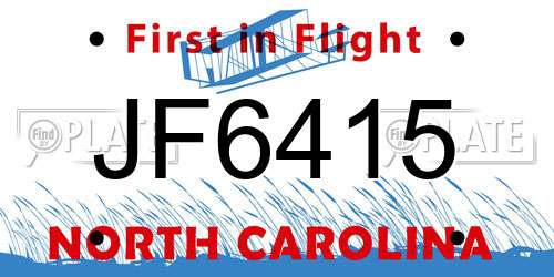 JF6415 North Carolina License Plate