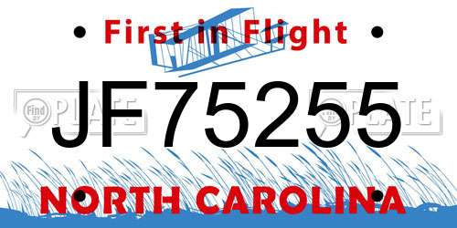 JF75255 North Carolina License Plate