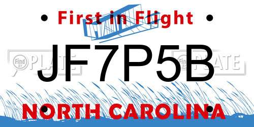 JF7P5B North Carolina License Plate