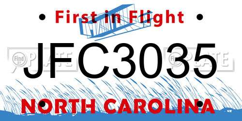 JFC3035 North Carolina License Plate