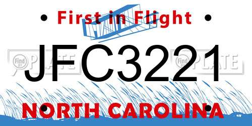 JFC3221 North Carolina License Plate