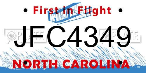 JFC4349 North Carolina License Plate