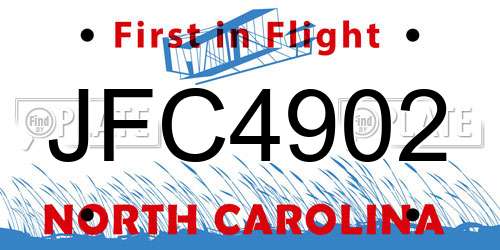 JFC4902 North Carolina License Plate