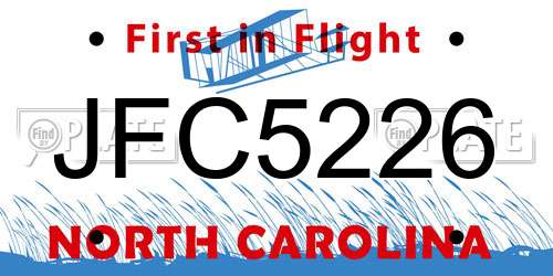 JFC5226 North Carolina License Plate