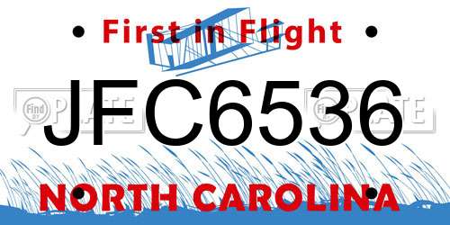 JFC6536 North Carolina License Plate