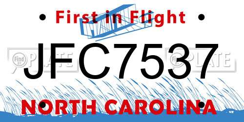 JFC7537 North Carolina License Plate