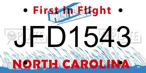 JFD1543 North Carolina License Plate