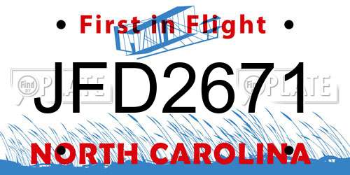 JFD2671 North Carolina License Plate