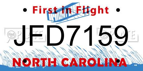 JFD7159 North Carolina License Plate