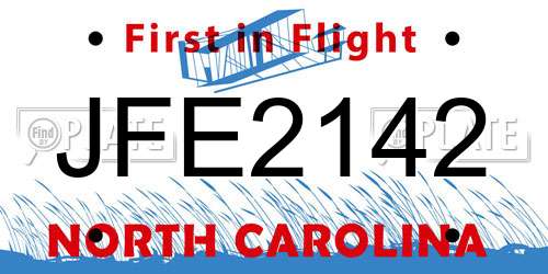JFE2142 North Carolina License Plate