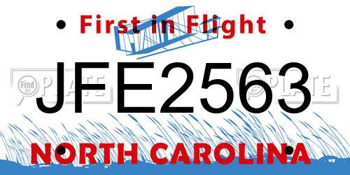JFE2563 North Carolina License Plate