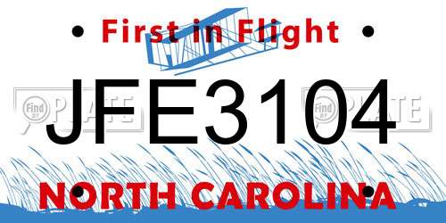 JFE3104 North Carolina License Plate