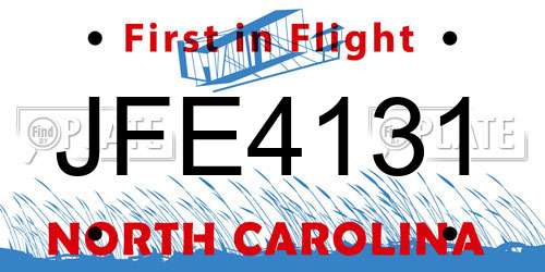 JFE4131 North Carolina License Plate