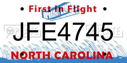 JFE4745 North Carolina License Plate