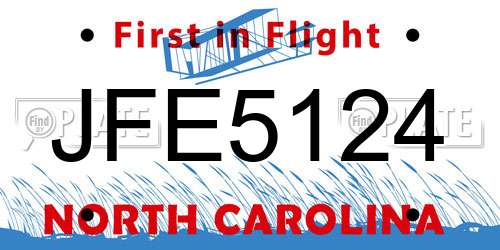JFE5124 North Carolina License Plate