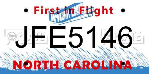 JFE5146 North Carolina License Plate