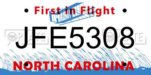 JFE5308 North Carolina License Plate