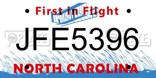 JFE5396 North Carolina License Plate