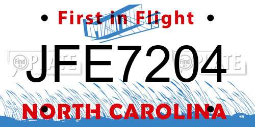 JFE7204 North Carolina License Plate