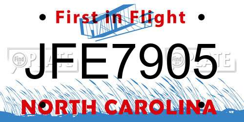 JFE7905 North Carolina License Plate