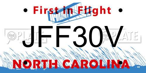 JFF30V North Carolina License Plate