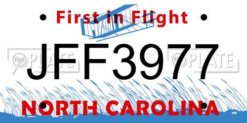 JFF3977 North Carolina License Plate