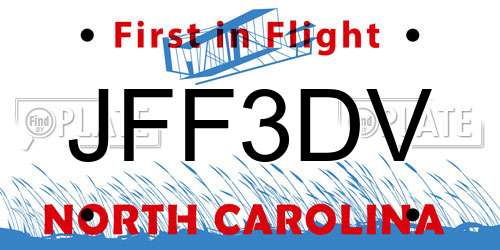 JFF3DV North Carolina License Plate