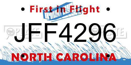 JFF4296 North Carolina License Plate