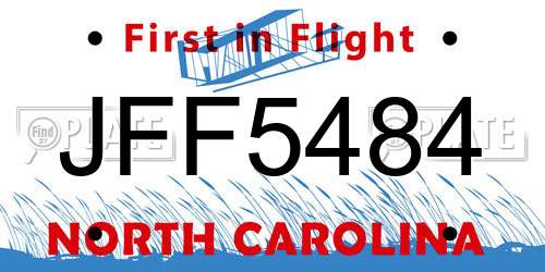 JFF5484 North Carolina License Plate