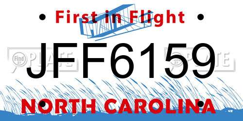 JFF6159 North Carolina License Plate