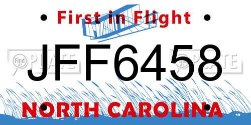 JFF6458 North Carolina License Plate