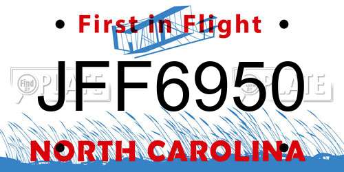JFF6950 North Carolina License Plate