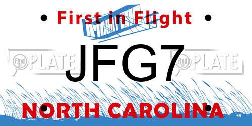 JFG7 North Carolina License Plate