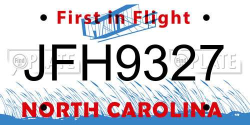 JFH9327 North Carolina License Plate