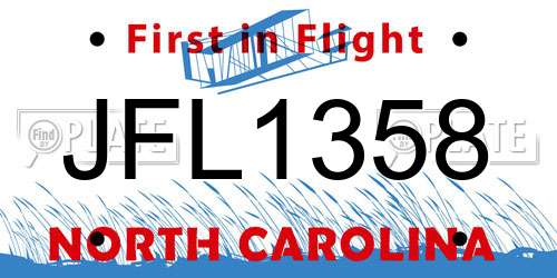 JFL1358 North Carolina License Plate