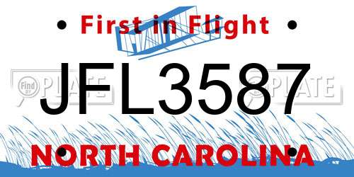 JFL3587 North Carolina License Plate