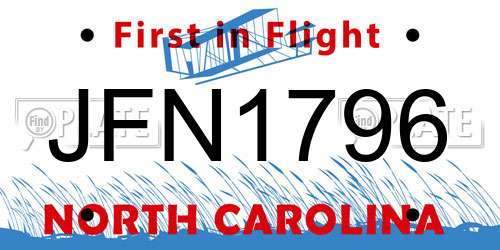 JFN1796 North Carolina License Plate