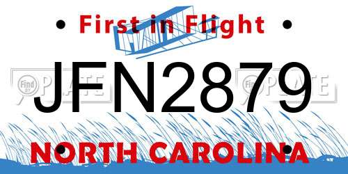 JFN2879 North Carolina License Plate