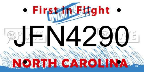 JFN4290 North Carolina License Plate