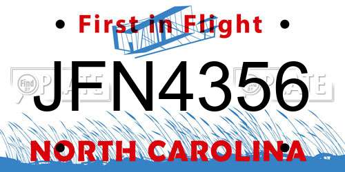 JFN4356 North Carolina License Plate