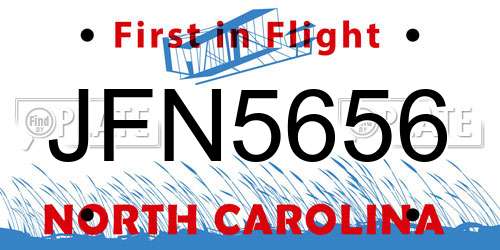 JFN5656 North Carolina License Plate