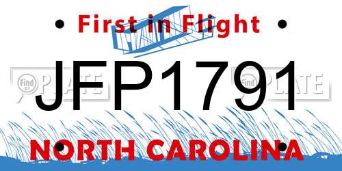 JFP1791 North Carolina License Plate