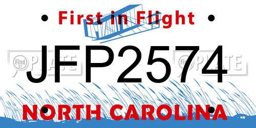 JFP2574 North Carolina License Plate