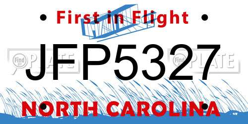 JFP5327 North Carolina License Plate