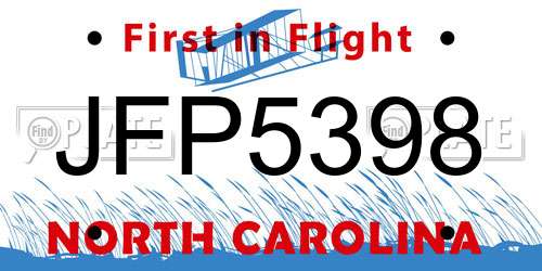 JFP5398 North Carolina License Plate