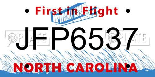 JFP6537 North Carolina License Plate