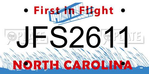 JFS2611 North Carolina License Plate