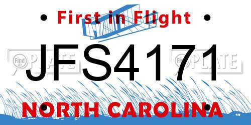 JFS4171 North Carolina License Plate